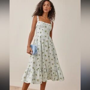 NWT Reformation Maegan Linen Midi Dress